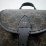 CELINE Triomphe Canvas & Calfskin Folco Backpack 23x30x16cm Timeless Vintage Drawstring Rucksack 11