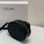 CELINE Cuir Triomphe Oval Purse 17.5cm Smooth Calfskin Mini Crossbody Shoulder Bag Mooncake Pig Nose Design 11