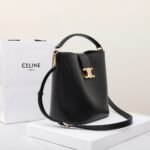 CELINE Triomphe Bucket Bag 28cm Calfskin Smooth Leather Shoulder Bag for Women with Adjustable Crossbody Strap 11