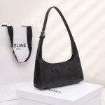 CELINE Triomphe Embossed Calfskin Shoulder Bag Matte Leather Mini Hobo Underarm Bag Handbag for Women 11