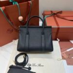 Loro Piana Loom L25 Grained Leather Handbag 25cm Top Handle Tote with Detachable Strap and Padlock Crossbody Bag for Women