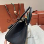 Loro Piana Loom L25 Grained Leather Handbag 25cm Top Handle Tote with Detachable Strap and Padlock Crossbody Bag for Women
