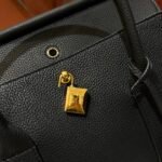 Loro Piana Loom L25 Grained Leather Handbag 25cm Top Handle Tote with Detachable Strap and Padlock Crossbody Bag for Women