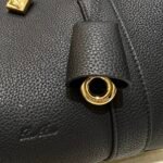 Loro Piana Loom L25 Grained Leather Handbag 25cm Top Handle Tote with Detachable Strap and Padlock Crossbody Bag for Women