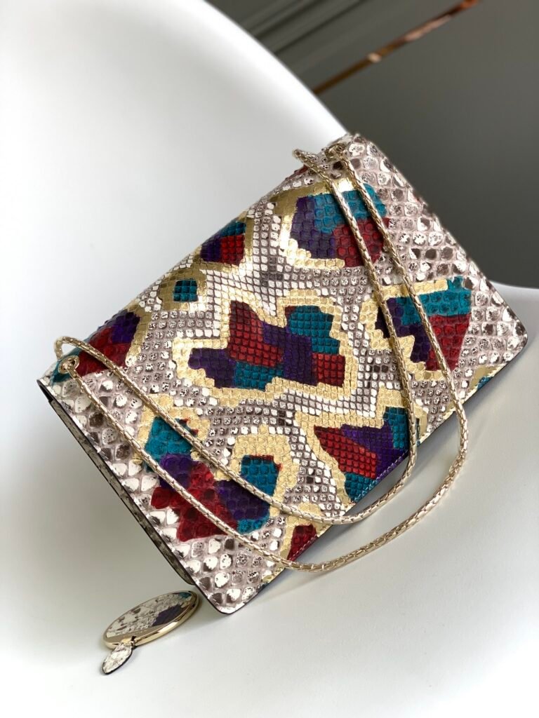 BVLGARI Serpenti Forever Shoulder Bag Rare Lunar Multi-Color Python Leather Crossbody Bag with Snakehead Buckle 20cm/27cm – Image 12 BVLGARI Serpenti Forever Shoulder Bag Rare Lunar Multi-Color Python Leather Crossbody Bag with Snakehead Buckle 20cm/27cm – Image 12