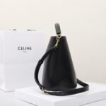 CELINE Triomphe Bucket Bag 28cm Calfskin Smooth Leather Shoulder Bag for Women with Adjustable Crossbody Strap 12