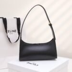 CELINE Triomphe Embossed Calfskin Shoulder Bag Matte Leather Mini Hobo Underarm Bag Handbag for Women 12