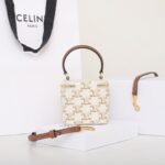 CELINE Mini Vanity Case 9.5cm Triomphe Canvas with Calfskin Leather Small Crossbody Vanity Box Bag 12
