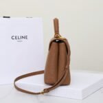CELINE NINO Top Handle Bag 26cm Black Grained Calfskin with Gold Triomphe Hardware Luxury Crossbody Handbag 12