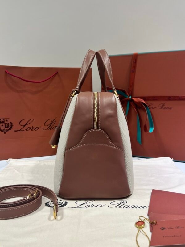 Loro Piana Needle Bag 31cm/39cm Canvas and Leather Minimalist Designer Crossbody Handbag for Daily Use