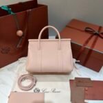 Loro Piana Loom L25 Grained Leather Handbag 25cm Top Handle Tote with Detachable Strap and Padlock Crossbody Bag for Women