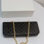 Celine Triomphe 30cm Horizontal Bag Top-Tier Leather Chain Bag for Women Retro Aesthetic Underarm Bag 13