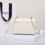 CELINE Triomphe Mirror Patent Leather Top Handle Bag 20cm Calfskin Small Trapezoid Kelly Handbag Crossbody Shoulder Purse 13