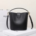 CELINE Triomphe Bucket Bag 28cm Calfskin Smooth Leather Shoulder Bag for Women with Adjustable Crossbody Strap 13