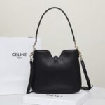 Celine Calfskin Shoulder Bag 24.5cm Minimalist Crossbody Handbag with Gold Hardware Twist-Lock 2025 13