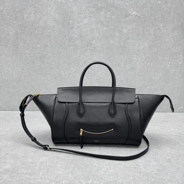 13 Celine New Luggage Smile Bag 36cm Medium Suede & Smooth Leather Handbag Classic Retro Tote with Crossbody Strap