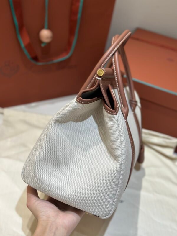 Loro Piana Loom L32 Bag 33cm Designer Canvas & Leather Tote Handbag Work & Travel Satchel with Detachable Pouch