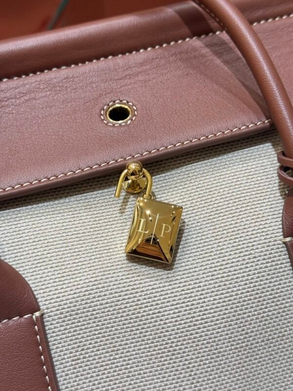 Loro Piana Loom L25 Handbag 25cm Quiet Luxury Calfskin and Canvas Top Handle Bag for Women