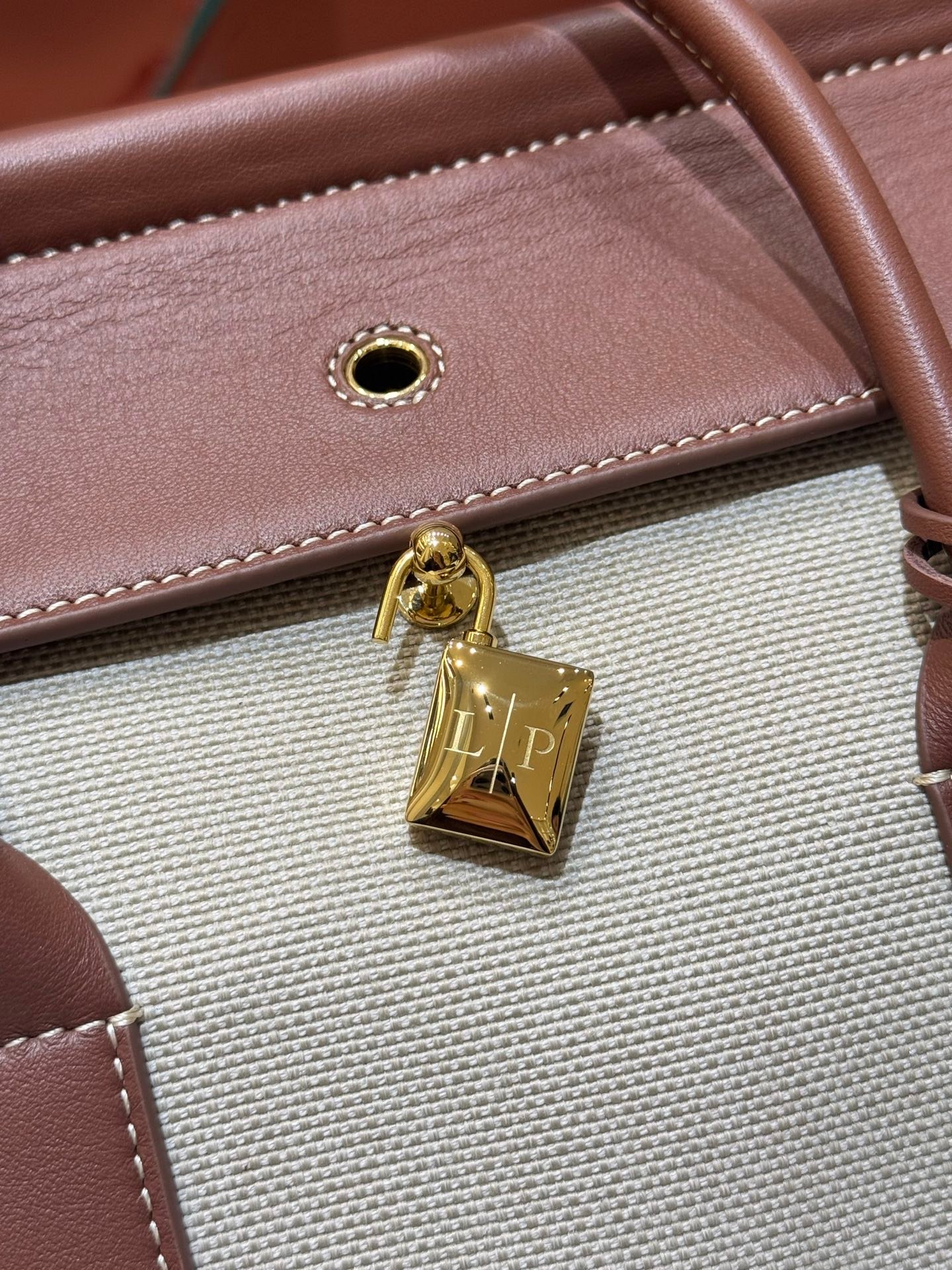 Loro Piana Loom L25 Handbag 25cm Quiet Luxury Calfskin and Canvas Top Handle Bag for Women