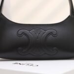 CELINE Triomphe Embossed Calfskin Shoulder Bag Matte Leather Mini Hobo Underarm Bag Handbag for Women 14