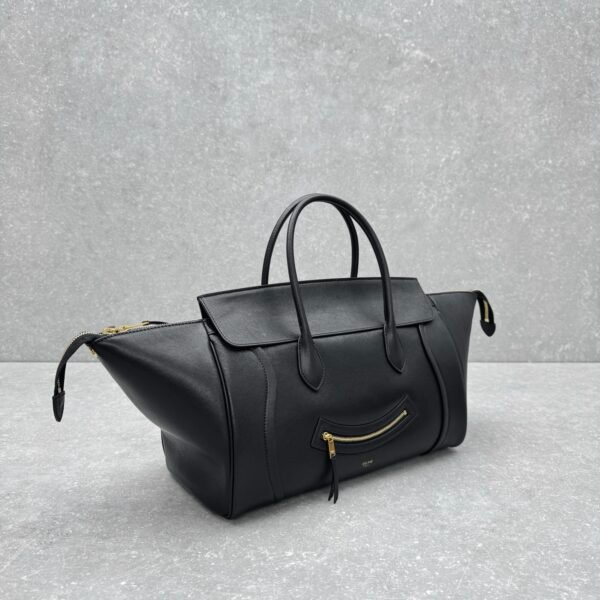 14 Celine New Luggage Smile Bag 36cm Medium Suede & Smooth Leather Handbag Classic Retro Tote with Crossbody Strap
