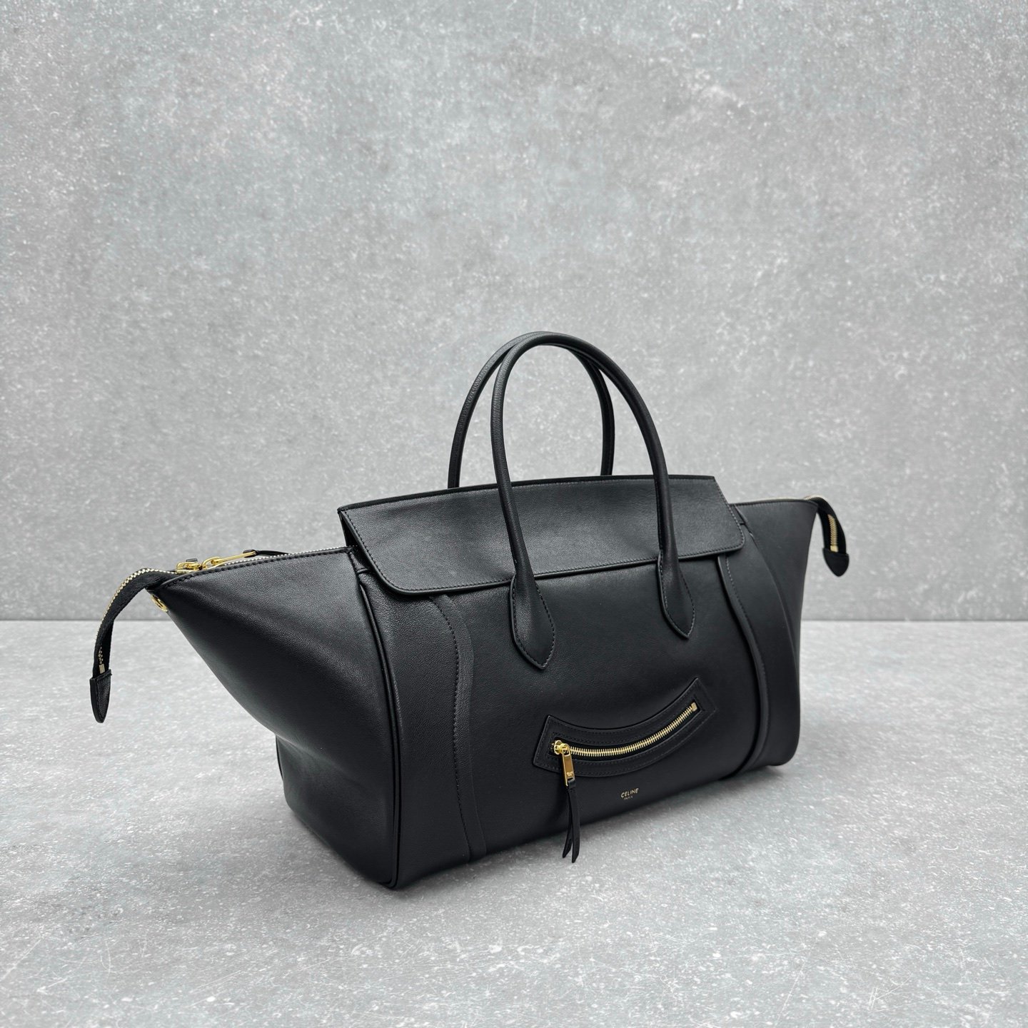 Celine New Luggage Smile Bag 36cm Medium Suede & Smooth Leather Handbag Classic Retro Tote with Crossbody Strap Celine New Luggage Smile Bag 36cm Medium Suede & Smooth Leather Handbag Classic Retro Tote with Crossbody Strap