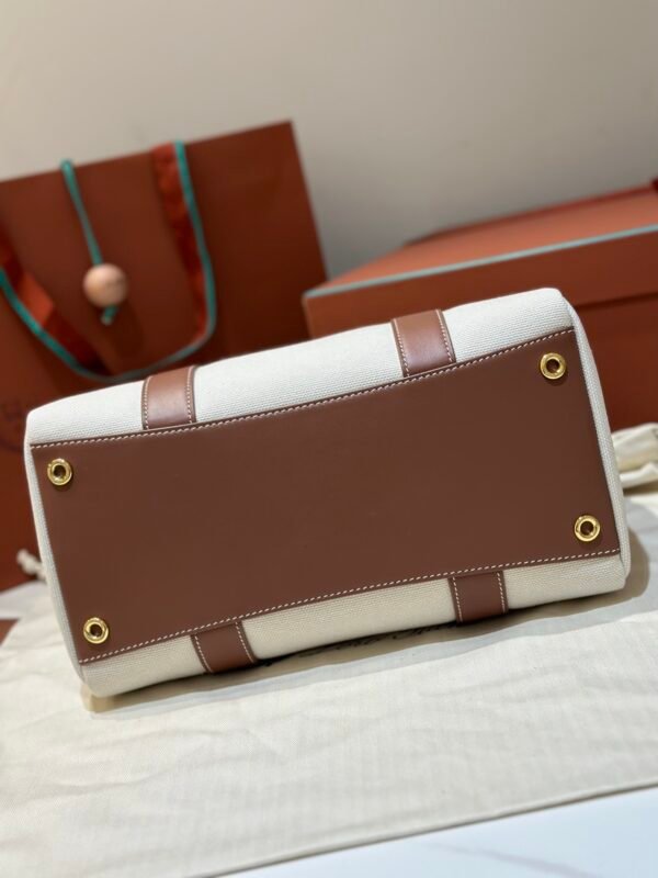 Loro Piana Loom L32 Bag 33cm Designer Canvas & Leather Tote Handbag Work & Travel Satchel with Detachable Pouch
