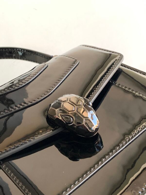 14 BVLGARI Serpenti Forever Glossy Calfskin Top Handle Bag 18cm Luxury Snakehead Chain Shoulder Crossbody Bag