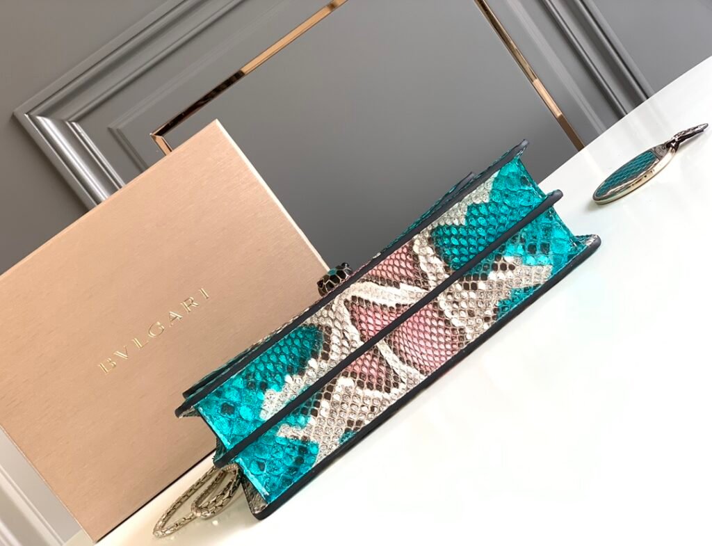 BVLGARI Serpenti Forever Python Skin Top Handle Bag VIP Custom Arctic Jade Psiche Rare Leather Shoulder Bag Crossbody Chain Flap Bag 2 Sizes – Image 13 BVLGARI Serpenti Forever Python Skin Top Handle Bag VIP Custom Arctic Jade Psiche Rare Leather Shoulder Bag Crossbody Chain Flap Bag 2 Sizes – Image 13