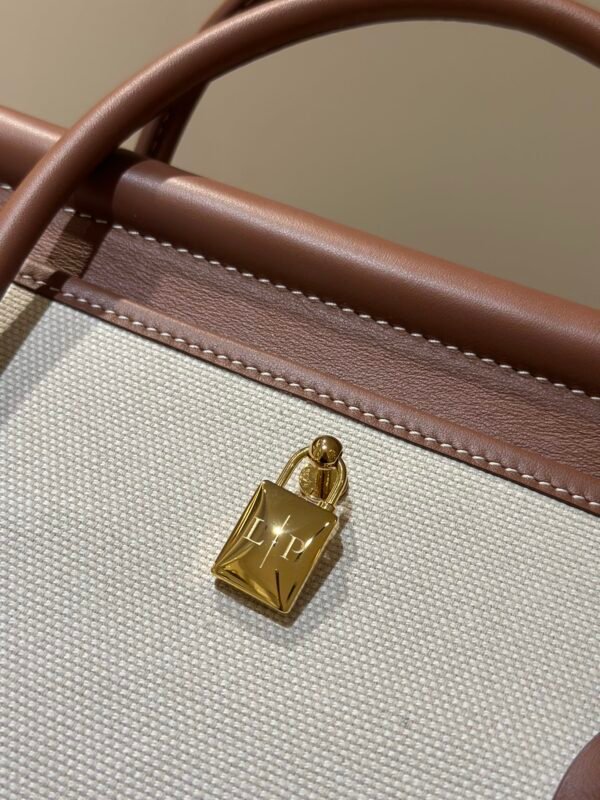 Loro Piana Loom L32 Bag 33cm Designer Canvas & Leather Tote Handbag Work & Travel Satchel with Detachable Pouch