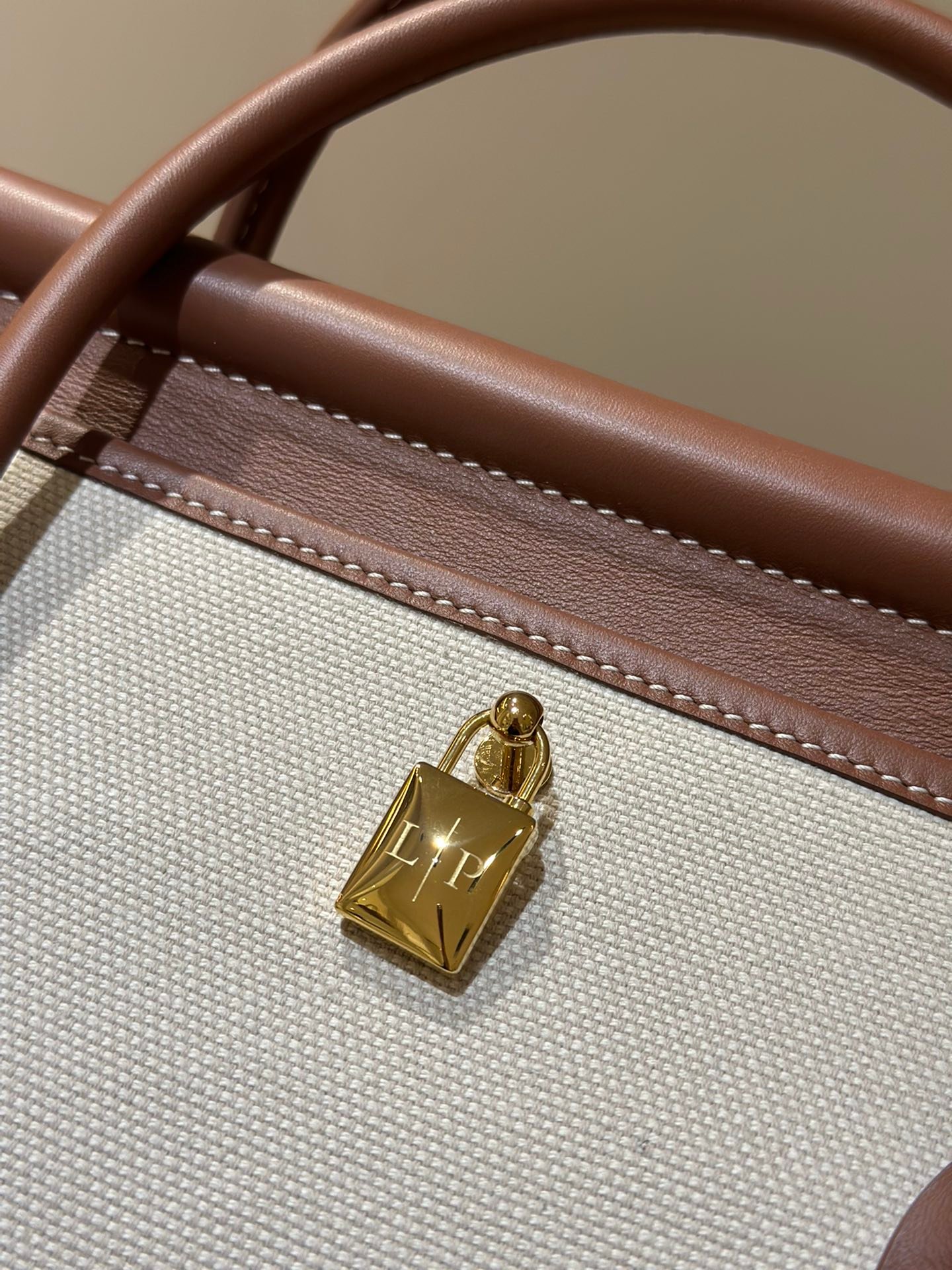 Loro Piana Loom L32 Bag 33cm Designer Canvas & Leather Tote Handbag Work & Travel Satchel with Detachable Pouch
