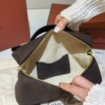 Loro Piana Extra Bag L23 Suede Calfskin Top-Handle Handbag 23cm Minimalist Crossbody Bag for Women Loro Piana Extra Bag L23 Suede Calfskin Top-Handle Handbag 23cm Minimalist Crossbody Bag for Women