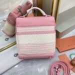Loro Piana L23.5 Extra Pocket Backpack Striped Canvas Calfskin Leather Mini Bag Versatile 2-Way Top Handle Convertible Shoulder Bag Loro Piana L23.5 Extra Pocket Backpack Striped Canvas Calfskin Leather Mini Bag Versatile 2-Way Top Handle Convertible Shoulder Bag