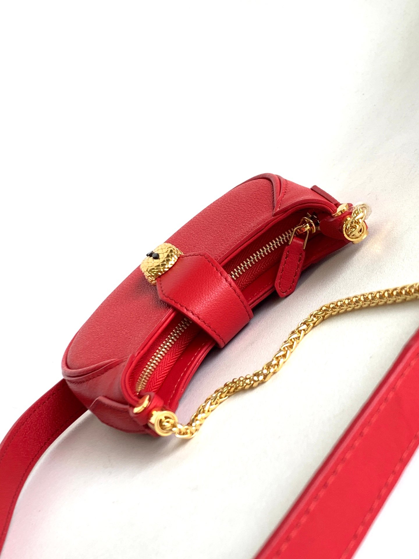 BVLGARI Serpenti Ellipse Mini Crossbody Bag Calf Leather Crescent Shoulder Bag with Snake Head Buckle High-End Purse for Women &ndash; Image 10