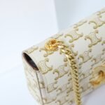 Celine Triomphe Chain Shoulder Bag 20.5cm Canvas and Calfskin Luxury Designer Crossbody for Women 16