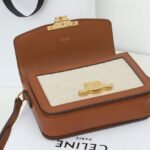 CELINE Teen Triomphe Bag 18.5cm Textile and Calfskin Designer Crossbody Shoulder Bag for Women 4 Colors 16