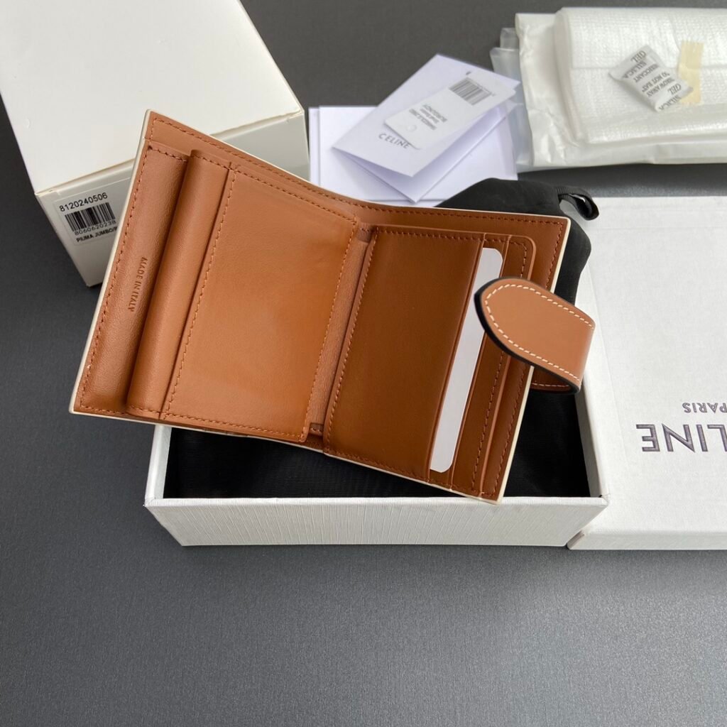 CELINE Triomphe Compact Trifold Wallet 10.5cm Canvas vs. Textile Comparison – Image 9