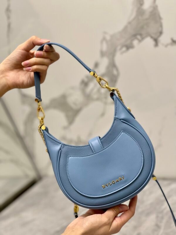 16 BVLGARI Serpenti Ellipse Small Crossbody Bag 20cm Calf Leather Crescent Hobo Shoulder Bag with Snakehead Closure