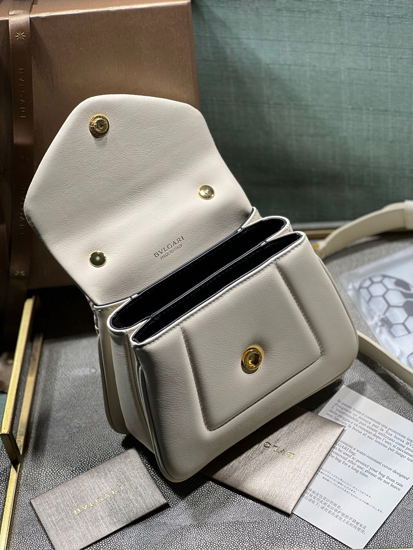 BVLGARI Serpenti Reverse Small Quilted Calfskin Top Handle Bag 20cm with Snake Metal Handle and Iconic Magnetic Chain Crossbody Strap BVLGARI Serpenti Reverse Small Quilted Calfskin Top Handle Bag 20cm with Snake Metal Handle and Iconic Magnetic Chain Crossbody Strap
