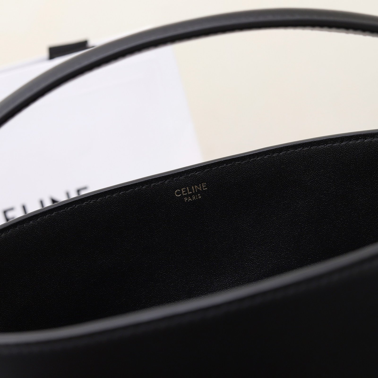 CELINE Triomphe Bucket Bag 28cm Calfskin Smooth Leather Shoulder Bag for Women with Adjustable Crossbody Strap 17