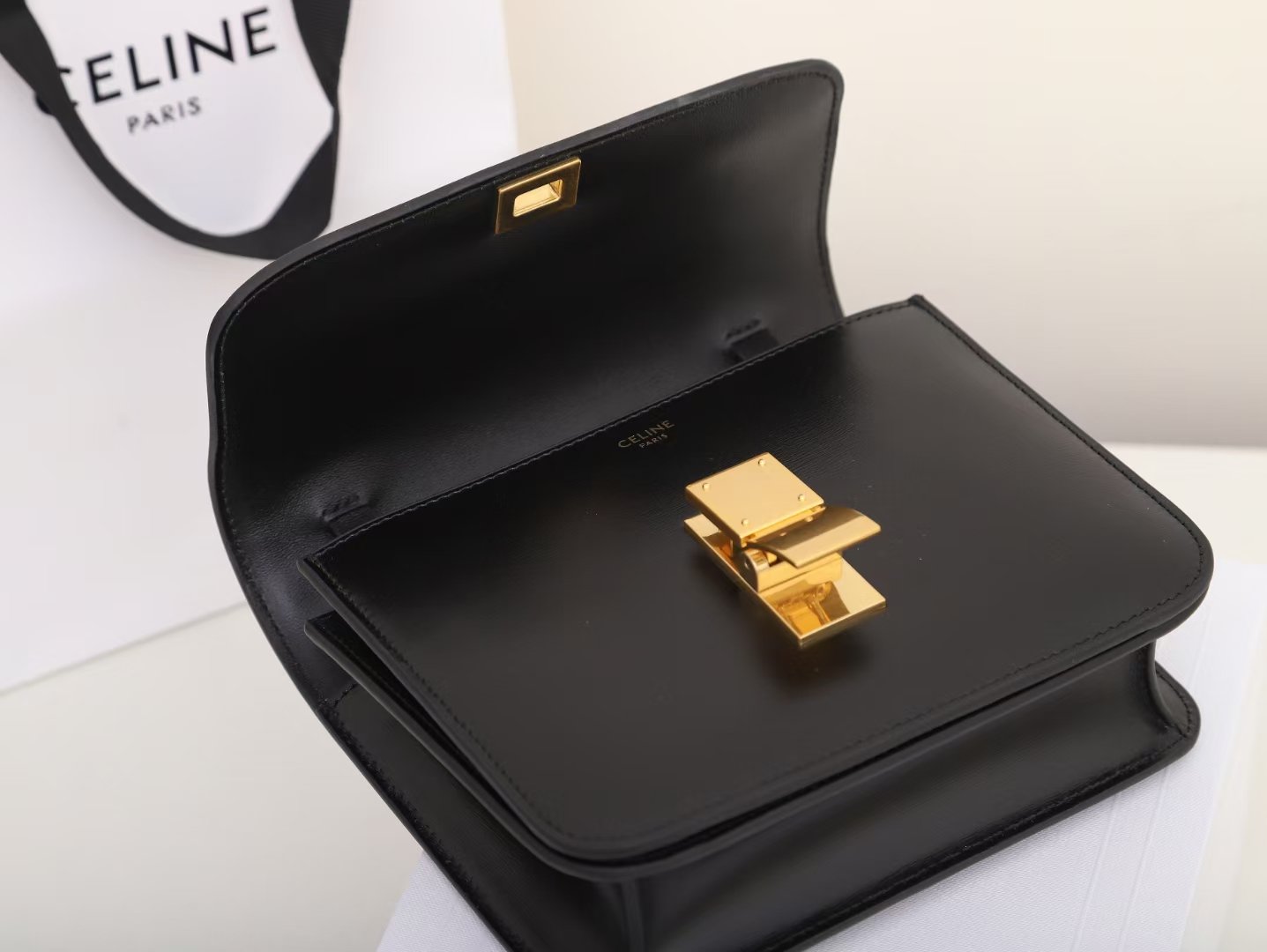 Celine Classic Box Bag High-End Italian Box Calfskin Medium Shoulder Bag 3 Colors – Image 11 Celine Classic Box Bag High-End Italian Box Calfskin Medium Shoulder Bag 3 Colors – Image 11