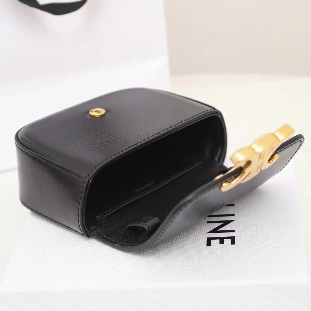 CELINE Triomphe Mini Flap Bags 11cm Luxury Small Crossbody Purse in Calfskin 3 Colors 17