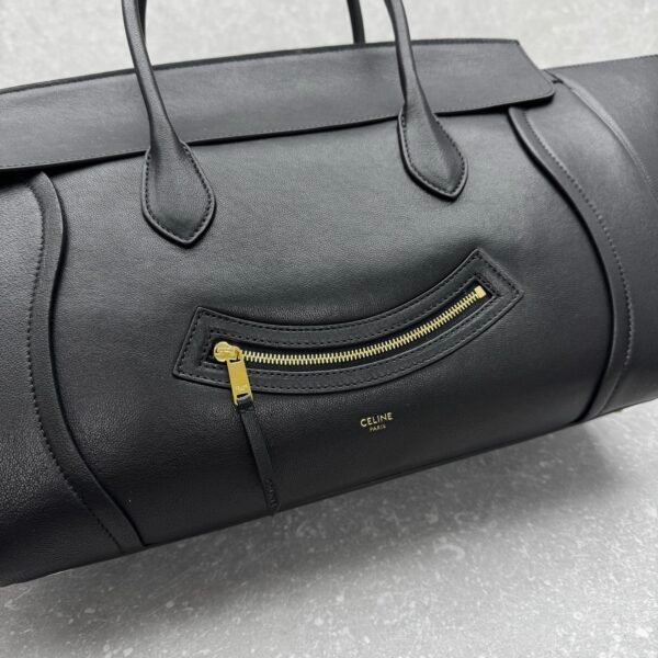 17 Celine New Luggage Smile Bag 36cm Medium Suede & Smooth Leather Handbag Classic Retro Tote with Crossbody Strap