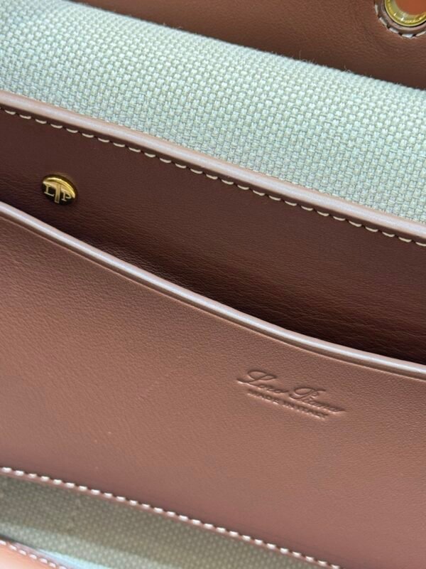 Loro Piana Loom L25 Handbag 25cm Quiet Luxury Calfskin and Canvas Top Handle Bag for Women