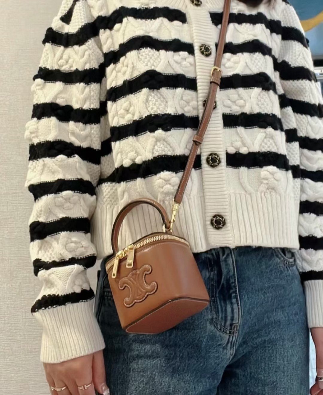 Celine Mini Vanity Case 9.5cm Shiny Calfskin with Triomphe Motif Leather Luxury Crossbody Bag 18