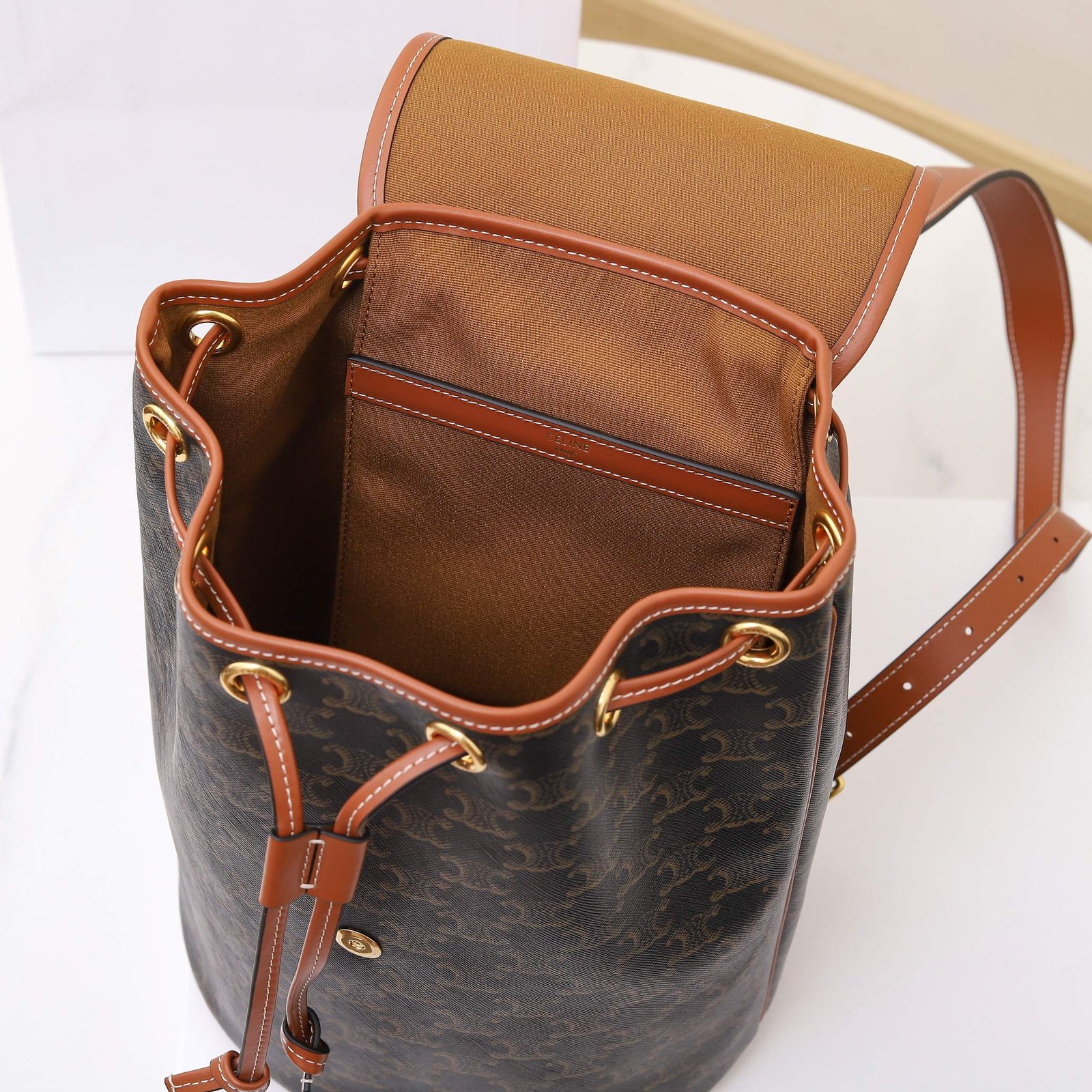 CELINE Triomphe Canvas Backpack Vintage Monogram Leather Bookbag in Mini and Large Sizes Rucksack 18