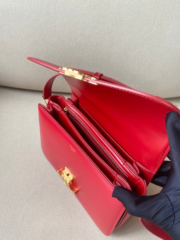 Celine Triomphe Bag 22.5cm Medium Shiny Calfskin Shoulder Bag 5 Colors &ndash; Image 7