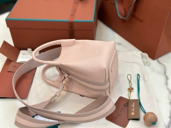 18 Loro Piana Bale Mini Bucket Bag Grained Calfskin Sophisticated Shoulder and Crossbody Handbag Craftsmanship and Versatile Luxury