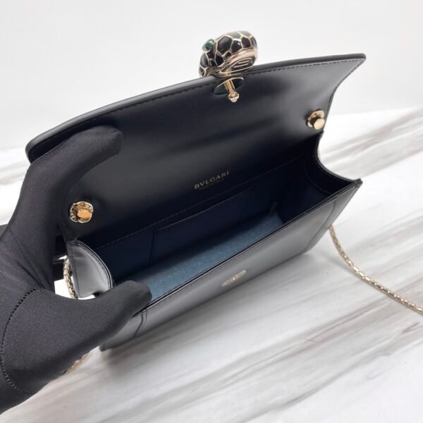 18 BVLGARI Serpenti Forever Calfskin Crossbody Bag 22.5cm Snakehead Enamel Closure Chain Shoulder Bag 4 Colors