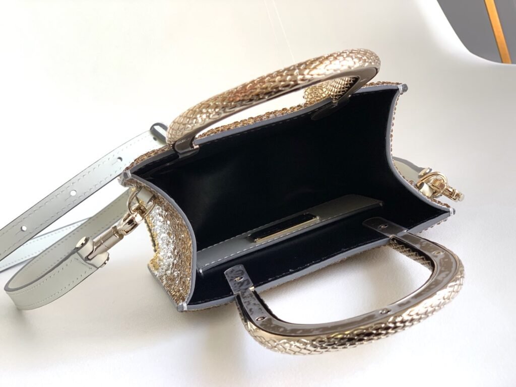 BVLGARI Serpentine Mini Tote Bag Ombre Crystal Embellished Suede Luxury Snake Handle Crossbody Handbag – Image 15 BVLGARI Serpentine Mini Tote Bag Ombre Crystal Embellished Suede Luxury Snake Handle Crossbody Handbag – Image 15